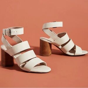 Women's Strappy Block Heel Sandals - Cream